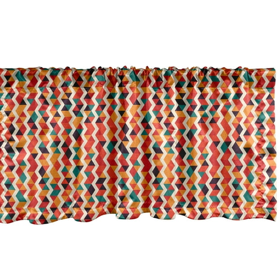 Ambesonne Geometric Window Valance, Zig Zag Fractal Look, 54" X 18", Multicolor