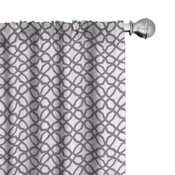Ambesonne Geometrical Window Curtains, Monochrome Stars Shape, Each 28" W x 84" L, Pale Eggplant and White