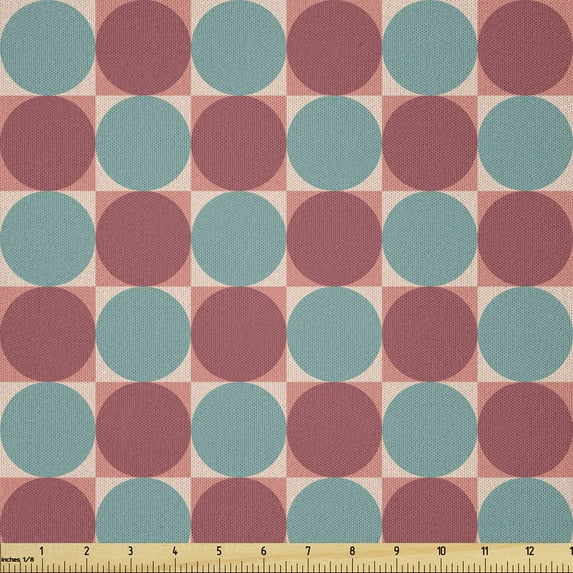 Ambesonne Geometrical Fabric by the Yard Microfiber, Modern Inspired Rounds, 1 Yard, Teal Dark Magenta