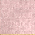 thumbnail image 1 of Ambesonne Geometrical Fabric by the Yard Upholstery, Hexagon Shapes, 3 Yards, Pastel Pink and White, 1 of 4