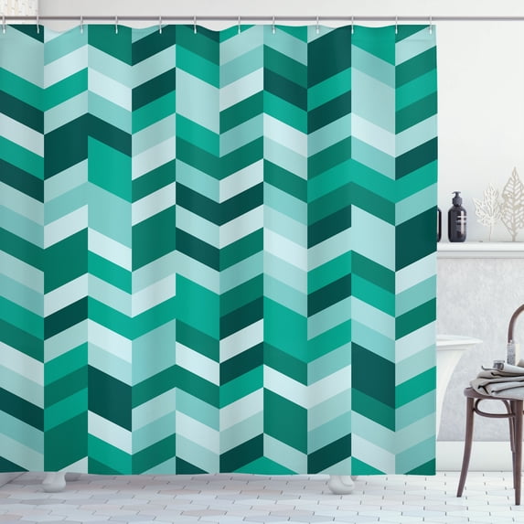 Ambesonne Geometrical Shower Curtain, Modern Herringbone Art, 69"Wx84"L, Jade Green