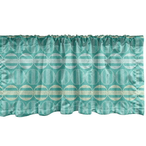 Ambesonne Geometrical Window Valance, Abstract Striped Rounds with Tiny Polka Dots, Curtain Valance for Kitchen Bedroom Decor with Rod Pocket, 54" X 12", Dark Seafoam Seafoam