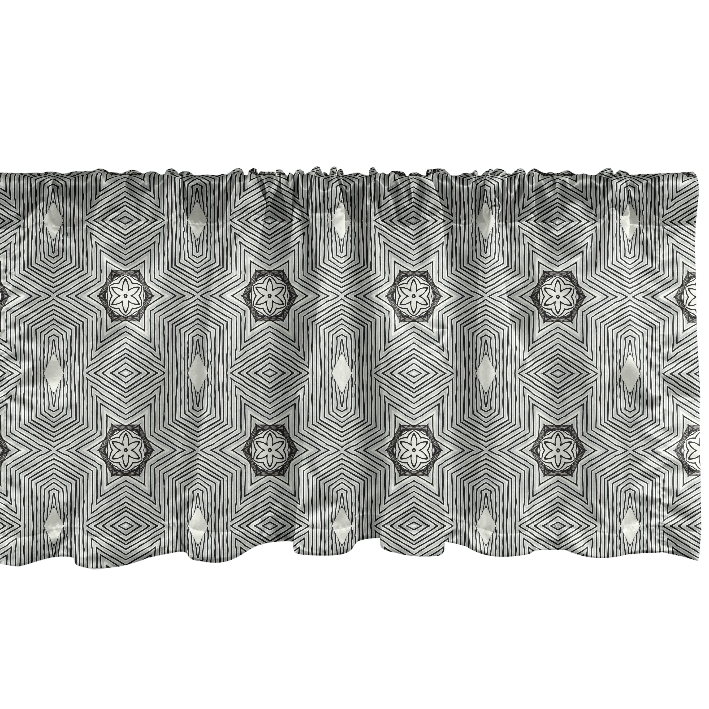 Ambesonne Geometrical Window Valance, Floral Hatched Motifs, 42