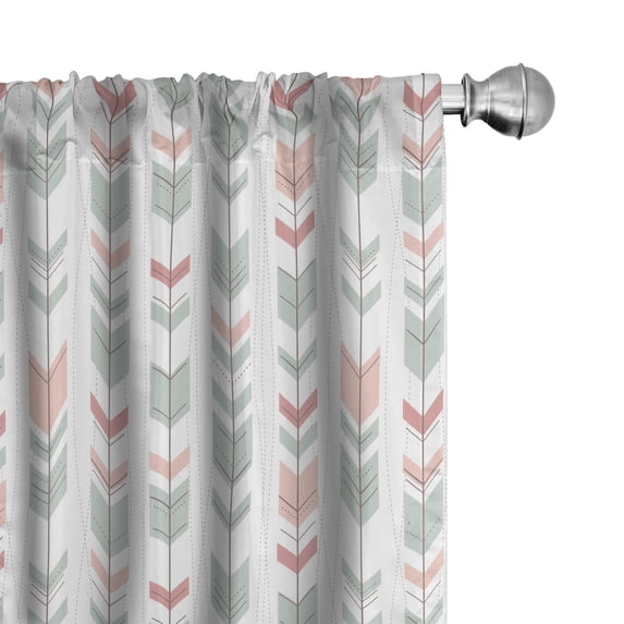 Ambesonne Geometry Window Curtains, Abstract Chevron Arrow, Each 28" W x 84" L, Pale Blue and Pink