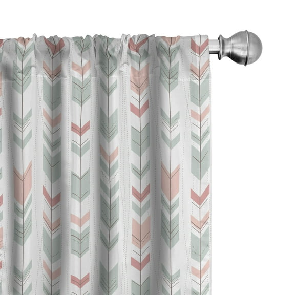 Ambesonne Geometry Curtains, Abstract Chevron Arrow, Pair of 28"x95", Pale Blue and Pink