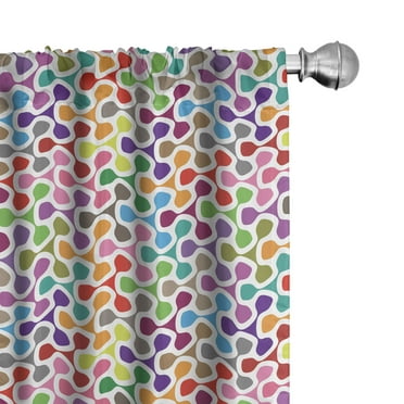 Ambesonne Geometry Curtains, Colorful Curve Pattern, Pair of 28"x95", Multicolor