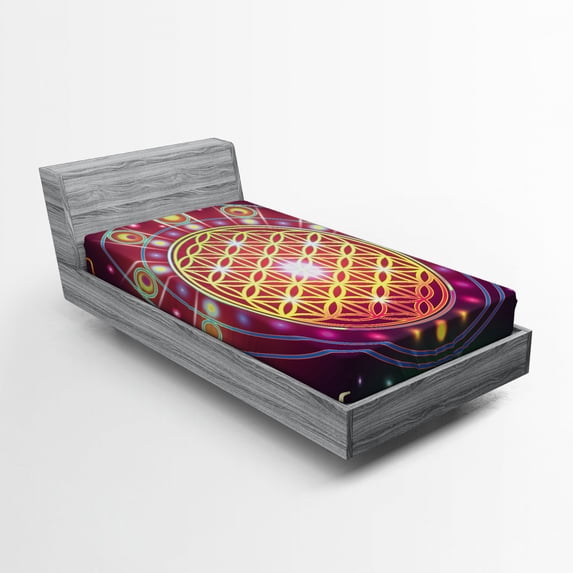 Ambesonne Geometry Fitted Sheet, Form Motif, Twin Size, Multicolor