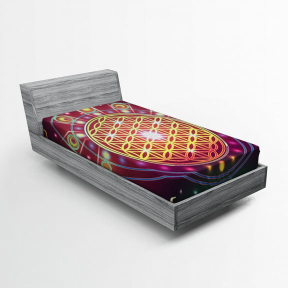 Ambesonne Geometry Fitted Sheet, Form Motif, Twin Size, Multicolor