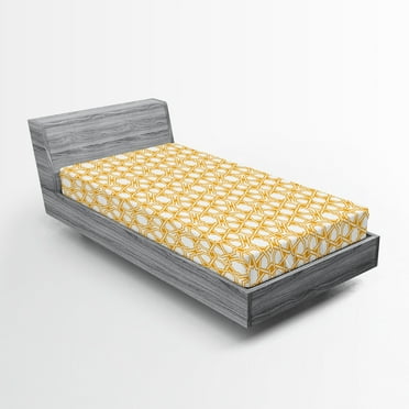 Ambesonne Geometry Fitted Sheet, Moroccan Effects, Twin Size, Earth Yellow