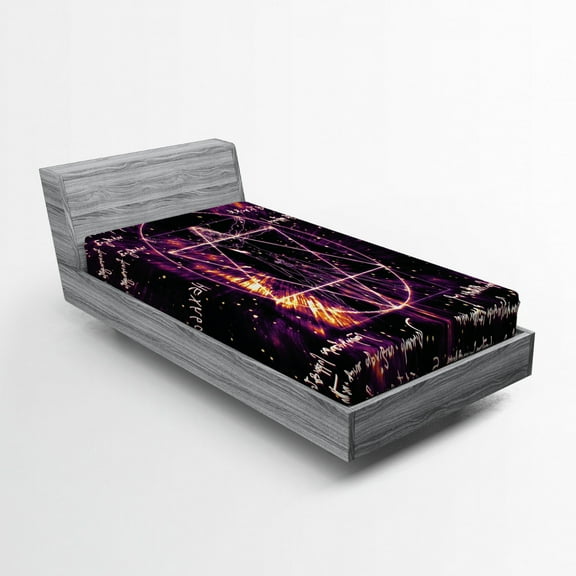 Ambesonne Geometry Fitted Sheet, Vitruvian Man Occult, Twin XL Size, Purple
