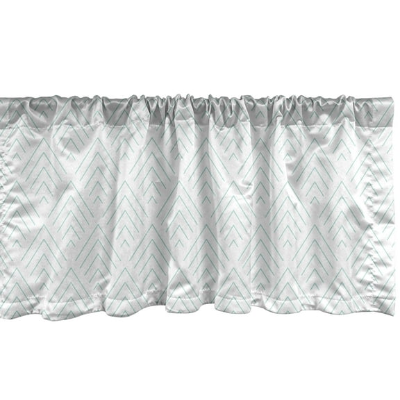 Ambesonne Geometry Valance Pack of 2, Simple Line Art Rhombus, 54"X12", Seafoam White