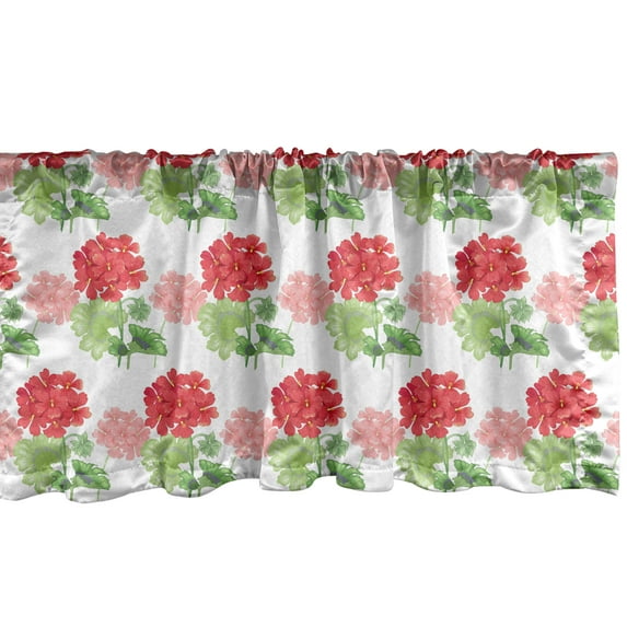 Ambesonne Geraniums Window Valance, Pastel Colored Flowers, 54" X 12", White and Multicolor