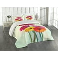thumbnail image 1 of Ambesonne Gerber Daisy Quilted Coverlet 3 Pcs, Oil Painting Flowers, Queen Size, Multicolor, 1 of 1