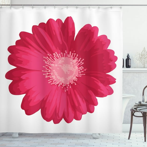 Ambesonne Gerber Daisy Shower Curtain, Close up Flower, 69"Wx84"L, Dark Pink Hot Pink