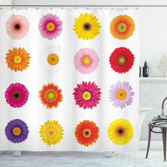Ambesonne Gerber Daisy Shower Curtain, Colorful Petals Love, 69"Wx84"L, Multicolor