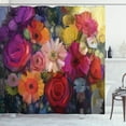 thumbnail image 1 of Ambesonne Gerber Daisy Shower Curtain, Paintbrush Blossoms, 69"Wx70"L, Multicolor, 1 of 3