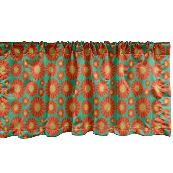 Ambesonne Gerber Daisy Window Valance, Irregular Order Big and Little Summer Petals, Curtain Valance for Kitchen Bedroom Decor with Rod Pocket, 54" X 18", Sea Green Vermilion