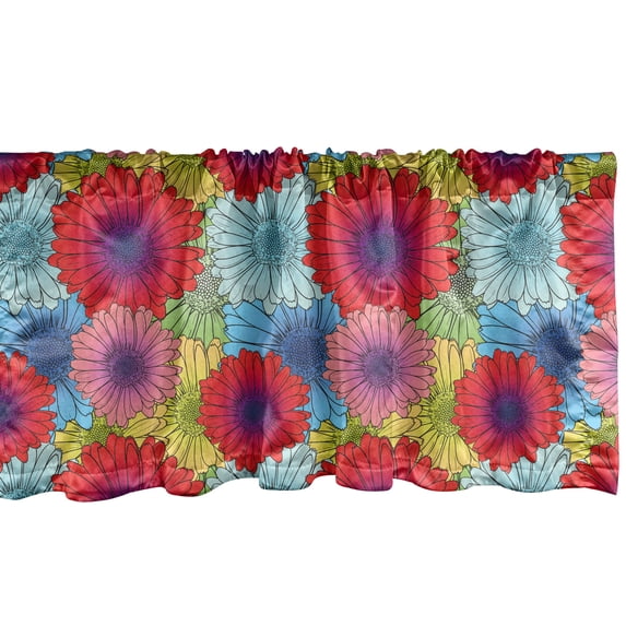 Ambesonne Gerbera Valance Pack of 2, Natural Colorful Flowers, 54"X18", Multicolor