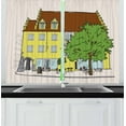 thumbnail image 1 of Ambesonne German Kitchen Curtains, Old Building in Lindau, 55"x39", Multicolor, 1 of 3