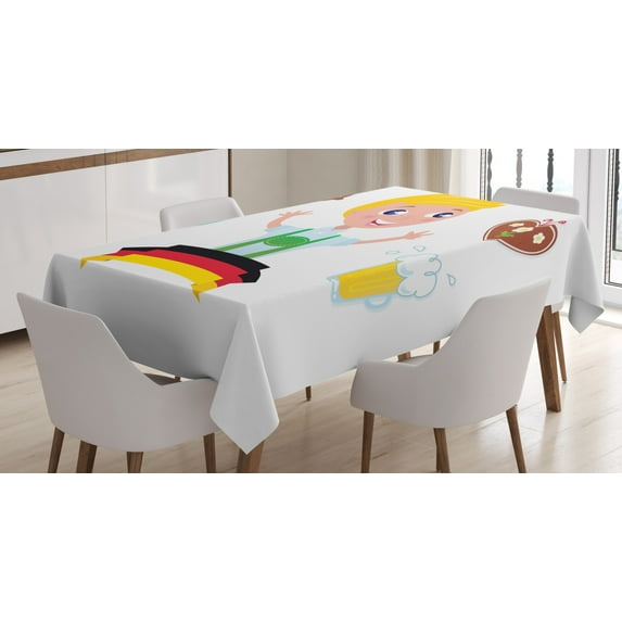 Ambesonne German Tablecloth Rectangular Table Cover, Bavarian Boy Oktoberfest, 60"x90", Multicolor