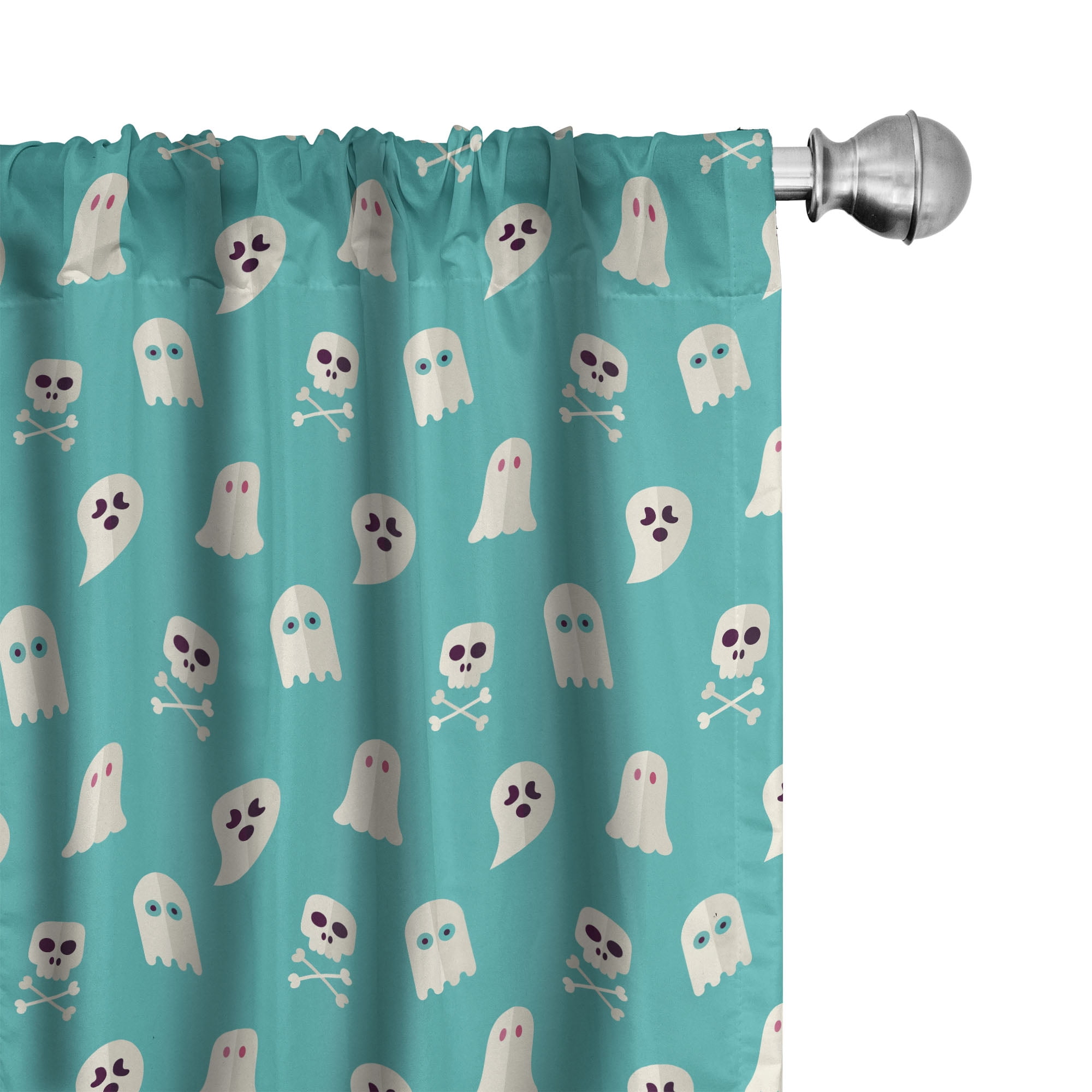 Ambesonne Ghost Window Curtains, Scary Spirits Skulls Bones, Each 28