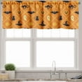 thumbnail image 1 of Ambesonne Ghost Valance Pack of 2, Cat Hat Bat Leaves Pumpkin, 54"X12", Orange Black Pale Yellow, 1 of 5
