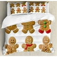thumbnail image 1 of Ambesonne Gingerbread Man Duvet Cover Sets, Homemade, 2-Queen, Pale Brown Red Green, 1 of 7