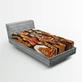 thumbnail image 1 of Ambesonne Gingerbread Man Fitted Sheet, Cookies Snow, Twin XL Size, Umber Pale Brown White, 1 of 3