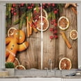 thumbnail image 1 of Ambesonne Gingerbread Man Kitchen Curtains, Rustic Theme, 55"x45", Brown Orange Red, 1 of 1