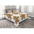 thumbnail image 1 of Ambesonne Gingerbread Man Quilted Bedspread Set 3 Pcs, Homemade, King Size, Pale Brown Red Green, 1 of 3