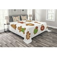 thumbnail image 1 of Ambesonne Gingerbread Man Quilted Bedspread Set 3 Pcs, Various Cookies, Queen Size, Pale Brown Green Red, 1 of 3