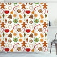 thumbnail image 1 of Ambesonne Gingerbread Man Shower Curtain, Christmas Graphic, 69"Wx75"L, Multicolor, 1 of 3