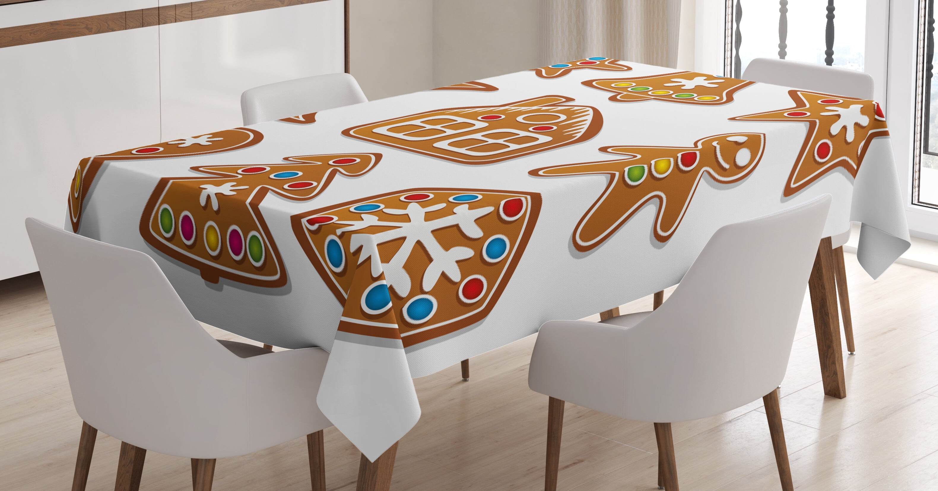 Ambesonne Gingerbread Man Tablecloth Rectangular Table Cover, Sugar ...