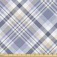 thumbnail image 1 of Ambesonne Gingham Fabric by the Yard Upholstery, Traditional Stripes Irish, 2 Yards, Ceil Blue Pale Mustard, 1 of 5