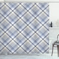 thumbnail image 1 of Ambesonne Gingham Shower Curtain, Traditional Stripes Irish, 69"Wx84"L, Ceil Blue Pale Mustard, 1 of 4