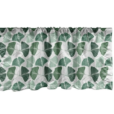 Ambesonne Gingko Window Valance, Biloba Tree Leaves Foliage, 54" X 18", White and Green
