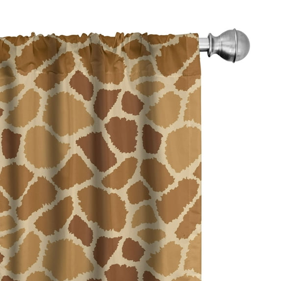 Ambesonne Giraffe Window Curtains, Rhythmic Animal Skin Art, Each 28" W x 84" L, Pastel Brown Ginger
