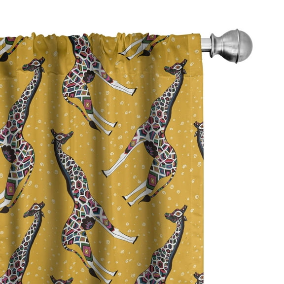 Ambesonne Giraffe Curtains, Animal Ornaments, Pair of 28"x84", Multicolor