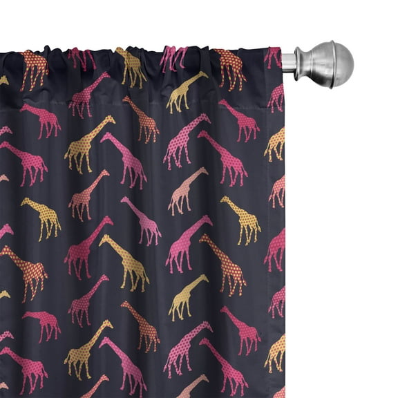 Ambesonne Giraffe Curtains, Dots Color Silhouettes, Pair of 28"x84", Multicolor