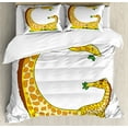 thumbnail image 1 of Ambesonne Giraffe Duvet Cover Set, African Animal Eating, 2-Calking, White Mustard, 1 of 3