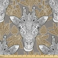 thumbnail image 1 of Ambesonne Giraffe Fabric by the Yard Microfiber, Doodle Heads, 2 Yards, Taupe Caramel White, 1 of 2