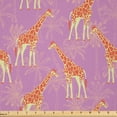 thumbnail image 1 of Ambesonne Giraffe Fabric by the Yard Microfiber, Vibrant Long Necked Animals, 10 Yards, Pale Fuchsia Burnt Orange, 1 of 2