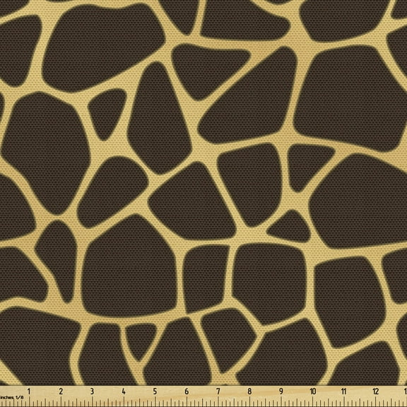 Ambesonne Giraffe Fabric by the Yard Upholstery, Abstract Animal Skin Design, 2 Yards, Dark Brown Sand Brown