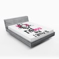 thumbnail image 1 of Ambesonne Giraffe Fitted Sheet, Funny Animal Fashion, Full Size, White Black and Pink, 1 of 3