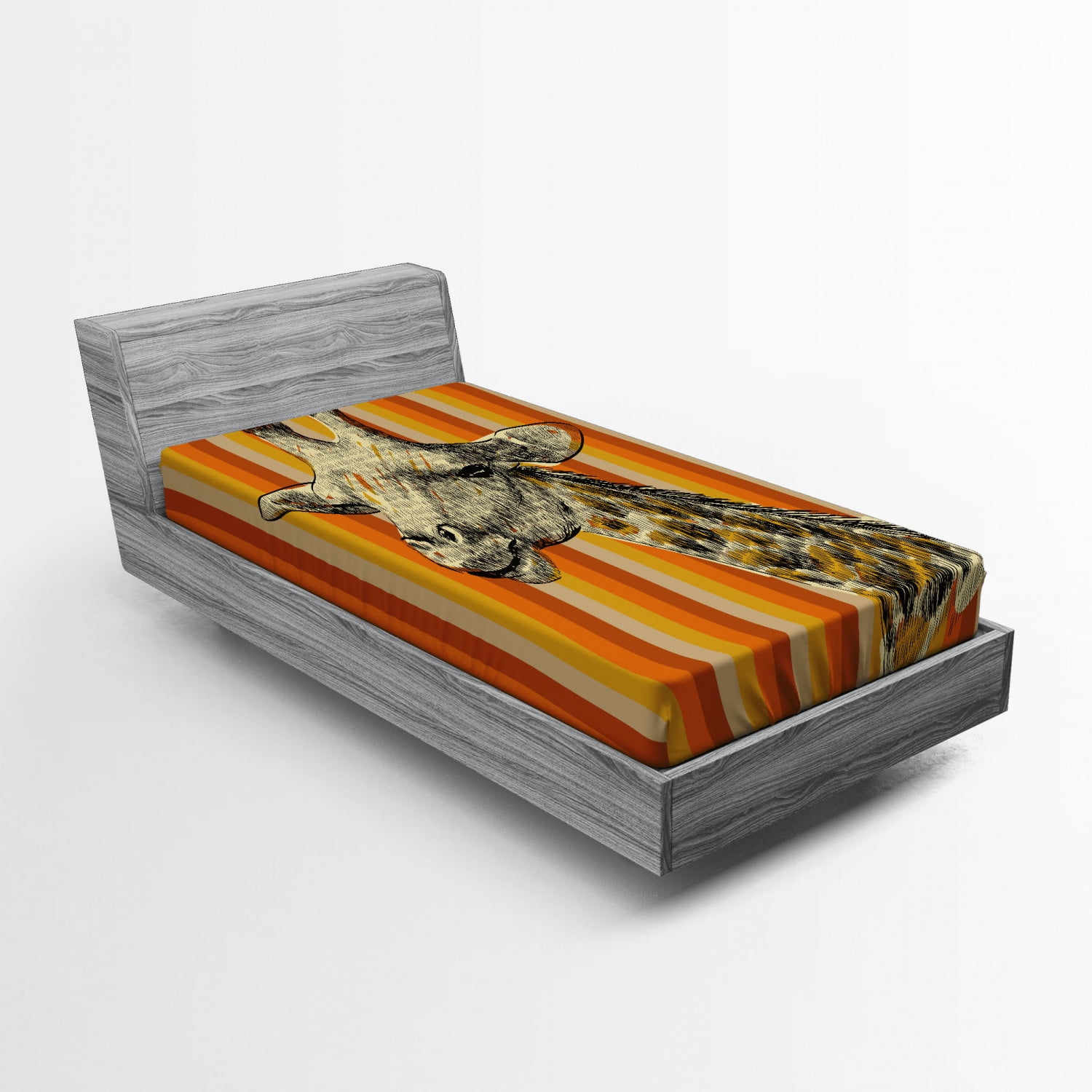 Twin XL Multicolor Giraffe Print Microfiber Fitted Sheet