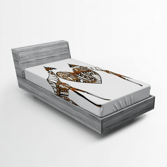 Ambesonne Giraffe Fitted Sheet, Soul Mate Heart Love, Twin XL Size, Brown White