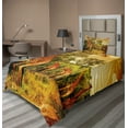 thumbnail image 1 of Ambesonne Giraffe Fitted & Top Sheet Set with Sham, Savannah Animals Wildlife, Dark Orange and Green, 1 of 4