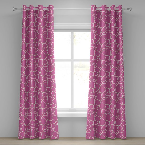 Ambesonne Giraffe Grommet Curtain, Abstract Animal Skin, 50" x 84", Pink Cream