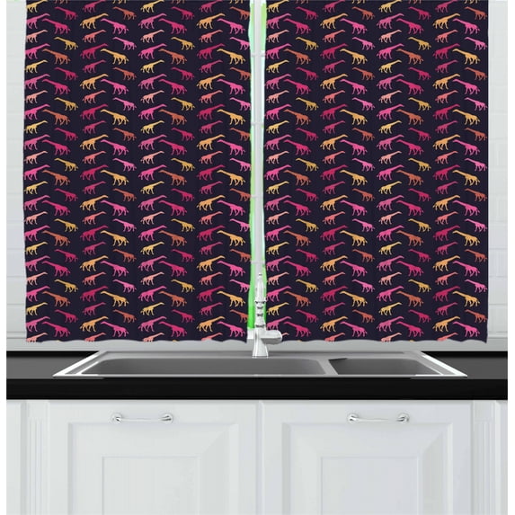 Ambesonne Giraffe Kitchen Curtains, Dots Color Silhouettes, 55"x39", Multicolor