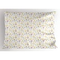 thumbnail image 1 of Ambesonne Giraffe Pillow Sham, Young Giraffes Palm Trees, 26" X 20", Pale Yellow Pale Pink, 1 of 2